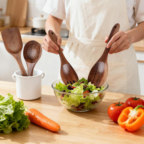 7 Pieces Wooden Kitchen Utensils Set for Cooking
