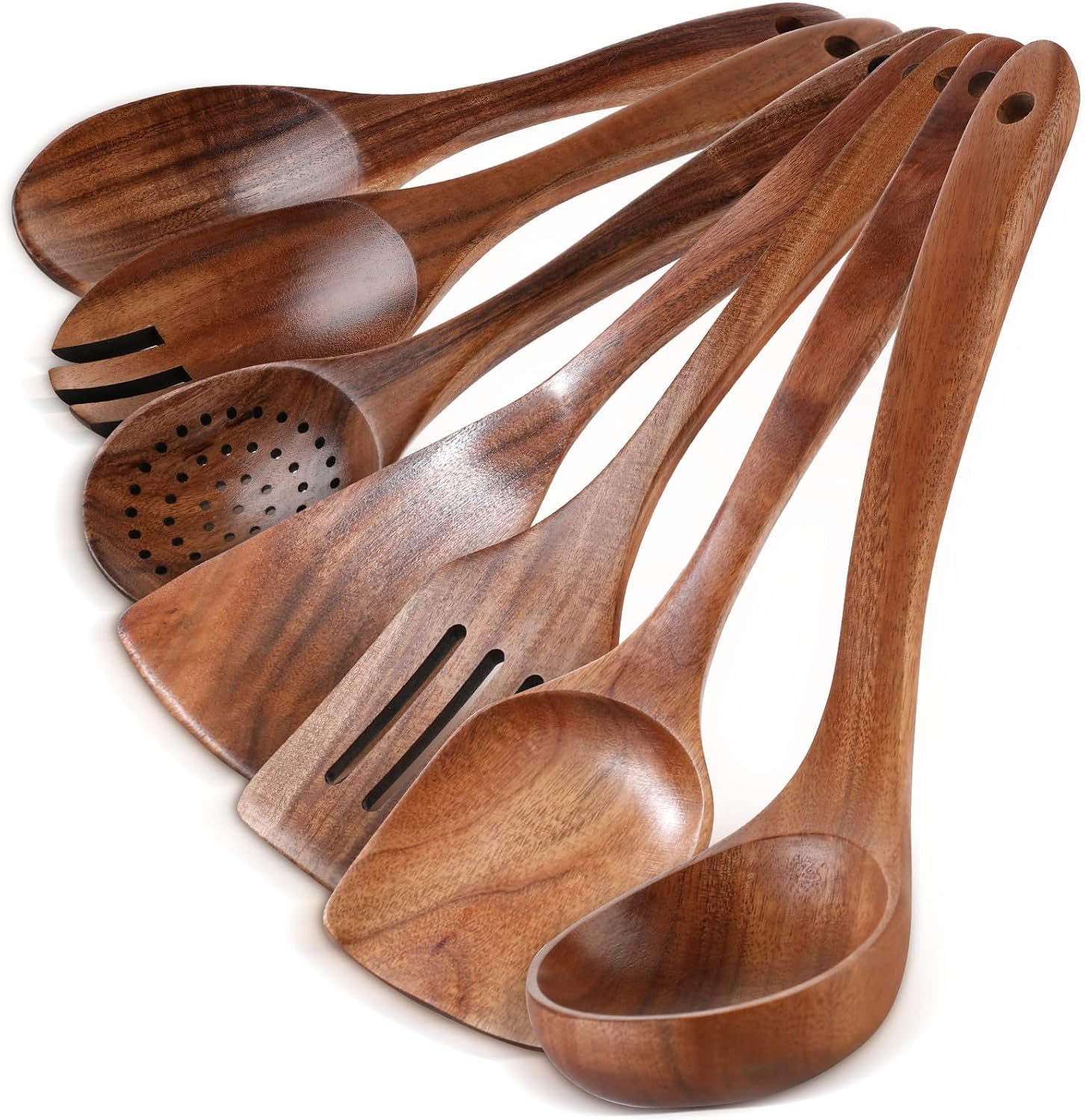 7 Pieces Wooden Kitchen Utensils Set for Cooking