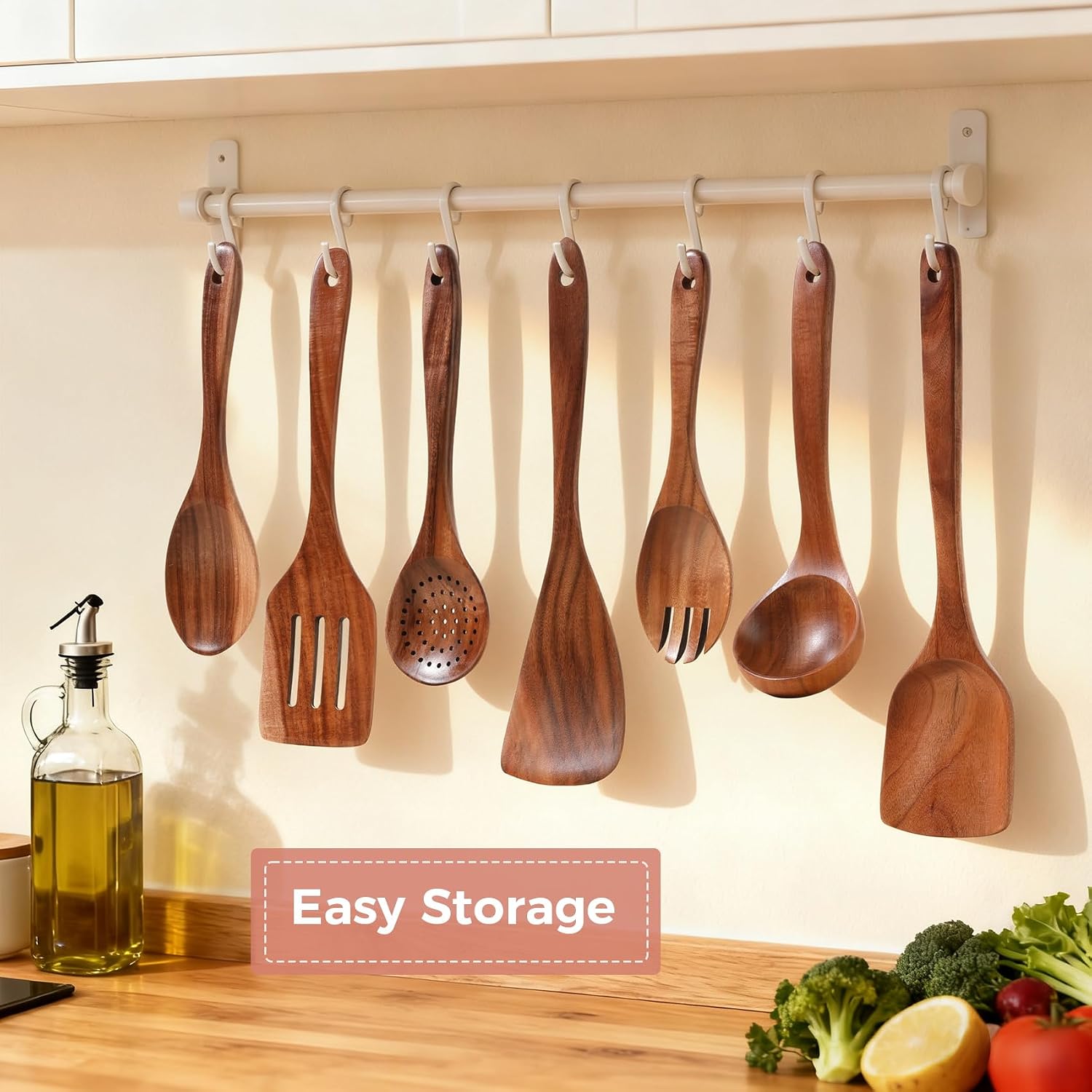 7 Pieces Wooden Kitchen Utensils Set for Cooking